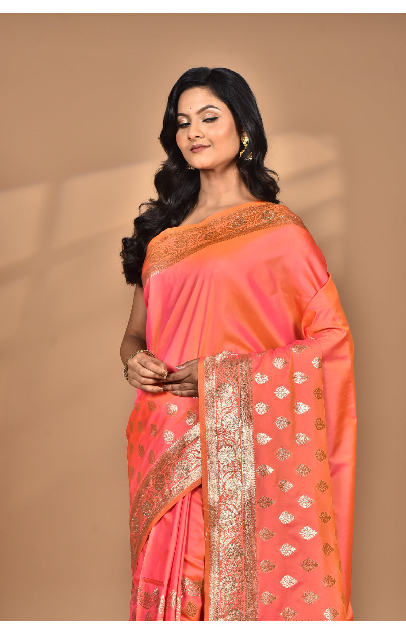 Morchari Heavy Kolhapuri Stone Work Saree-Peach