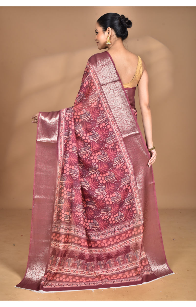 Morchari Chanderi Digital Print Saree-Multi