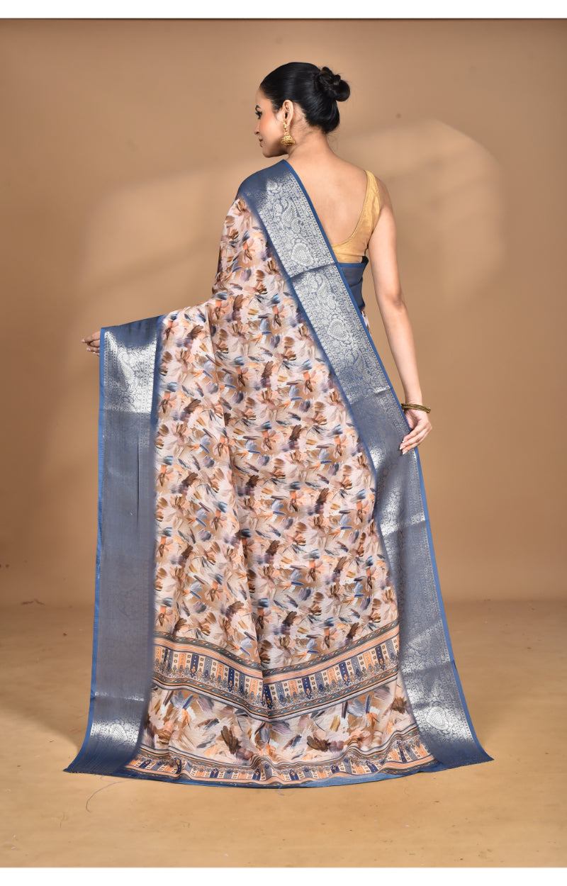 Morchari Chanderi Digital Print Saree-Multi