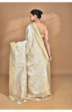 Morchari Jari Sami Silk Saree-Off White