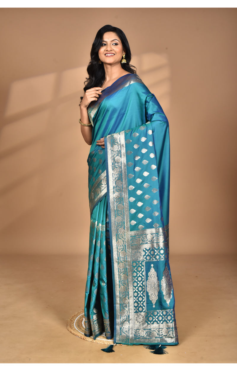 Morchari Heavy Kolhapuri Stone Work Saree-Navy Blue