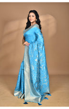 Morchari Jari Sami Silk Saree-Blue