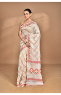 Morchari Pure Cotton Dhakai Jamdani Handloom Saree-Cream