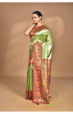 Morchari Women Desgin Banarasi Silk Saree-Green