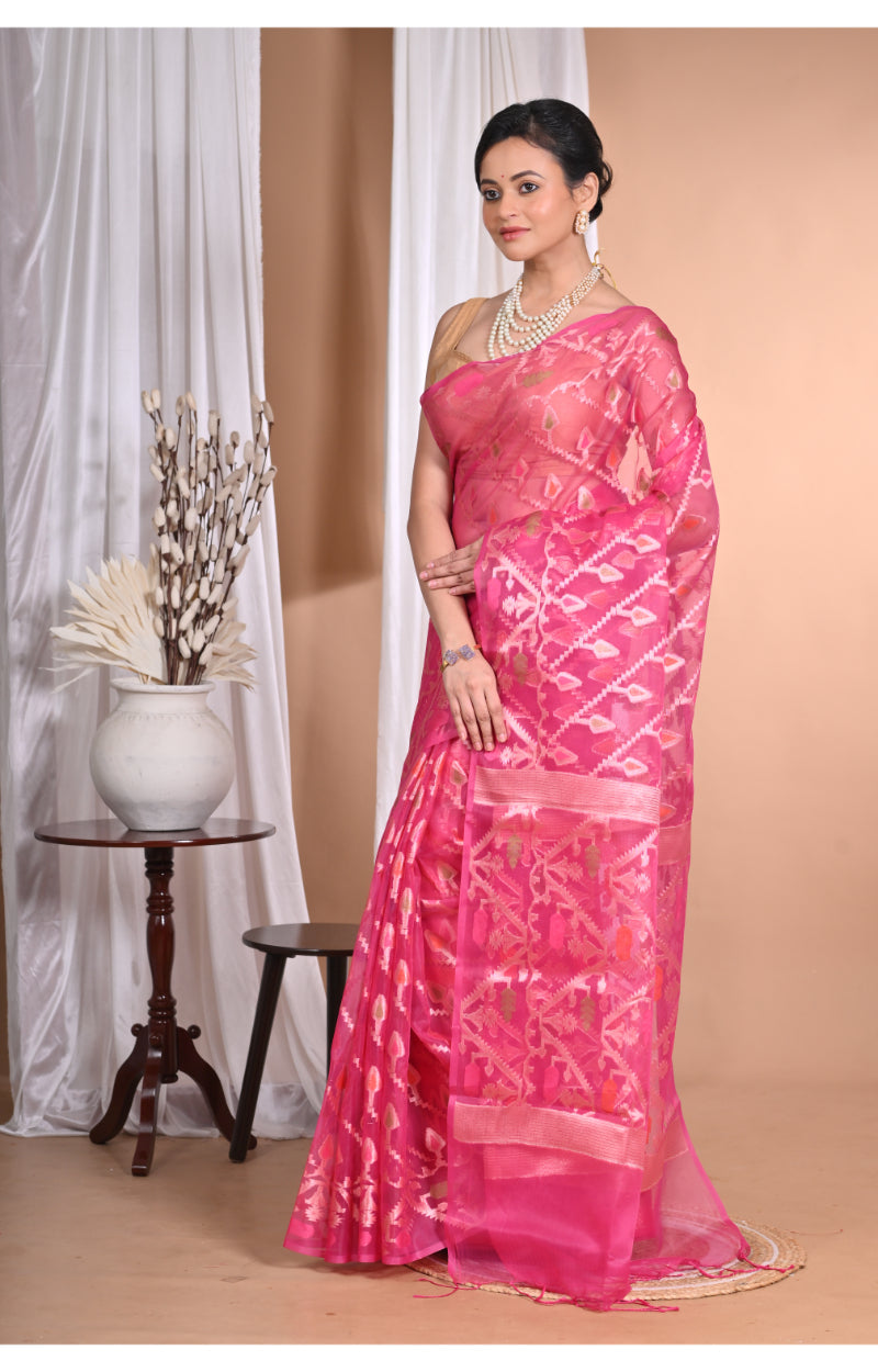 Morchari Heavy Jamdani Silk Orzanga Saree-Rani