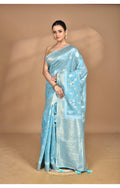 Morchari Banarasi Silk Chanderi Saree-Blue