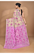 Morchari Pure Cotton Dhakai Jamdani Handloom Saree-Beige
