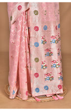 Morchari Women Desgin Chanderi Silk Saree-Pink