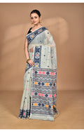 Morchari Pure Cotton Dhakai Jamdani Handloom Saree-Grey