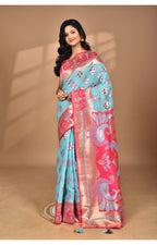 Morchari Women Desgin Two Dai Linen Saree-Multi