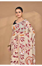 Morchari Pure Cotton Dhakai Jamdani Handloom Saree-Burlywood