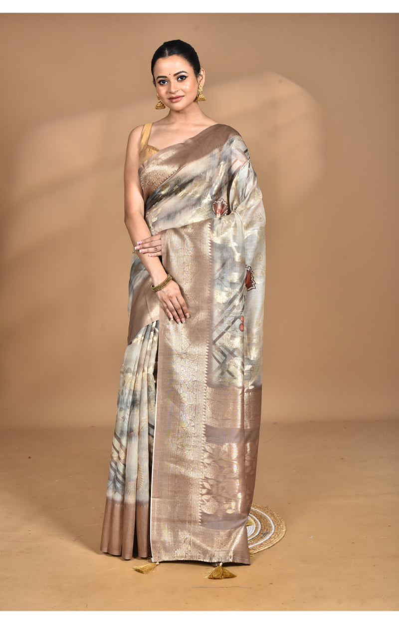 Morchari Women Desgin Linen Silk Saree-Multi