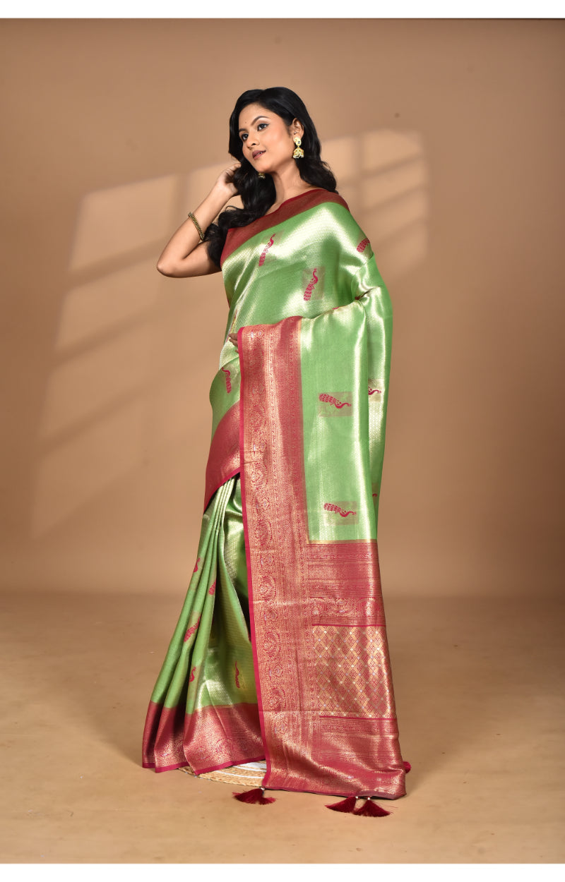 Morchari Women Desgin Banarasi Silk Saree-Green