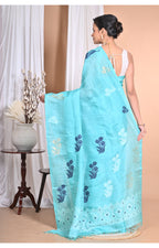 Morchari Pure Tussar Silk Handloom Saree-Blue