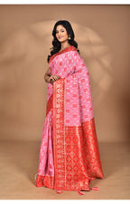 Morchari Women Desgin Kashmiri Silk Linen Saree-Pink