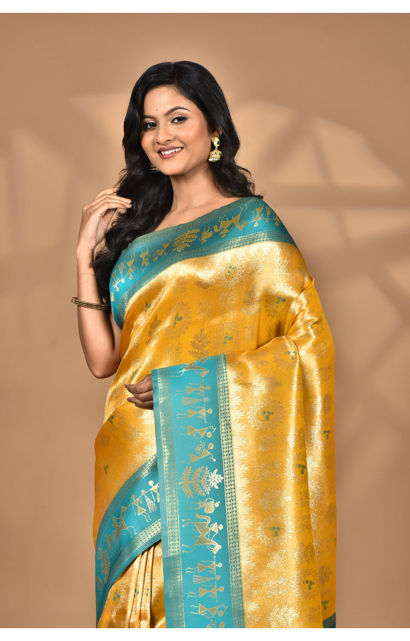 Morchari Women Desgin Two Dai Silk Saree-Yellow