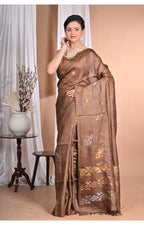 Morchari Pure Tussar Silk Handloom Saree-Coffee Brown