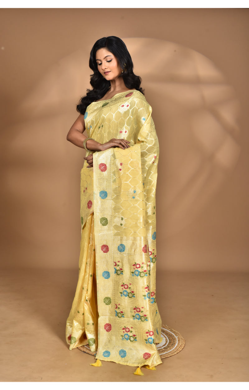 Morchari Women Desgin Chanderi Silk Saree-Yellow