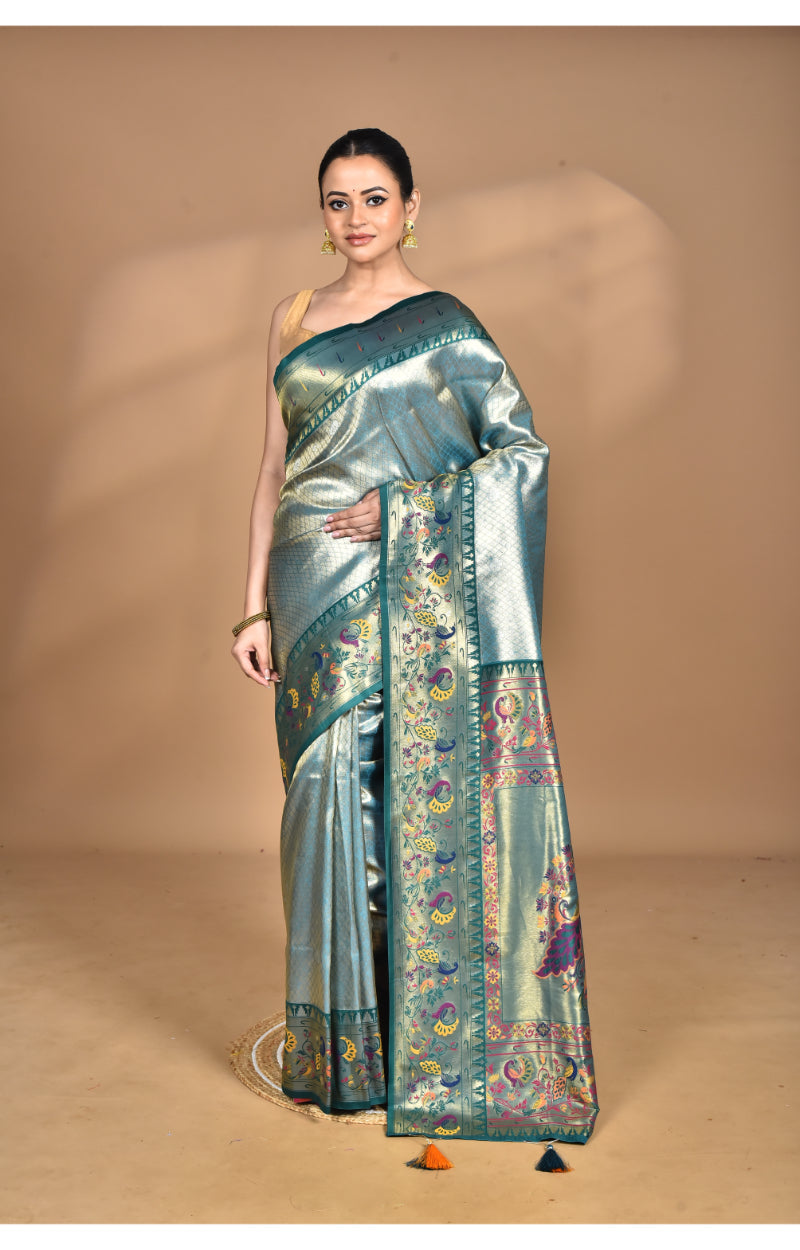 Morchari Women Desgin Banarasi Silk Saree-Green