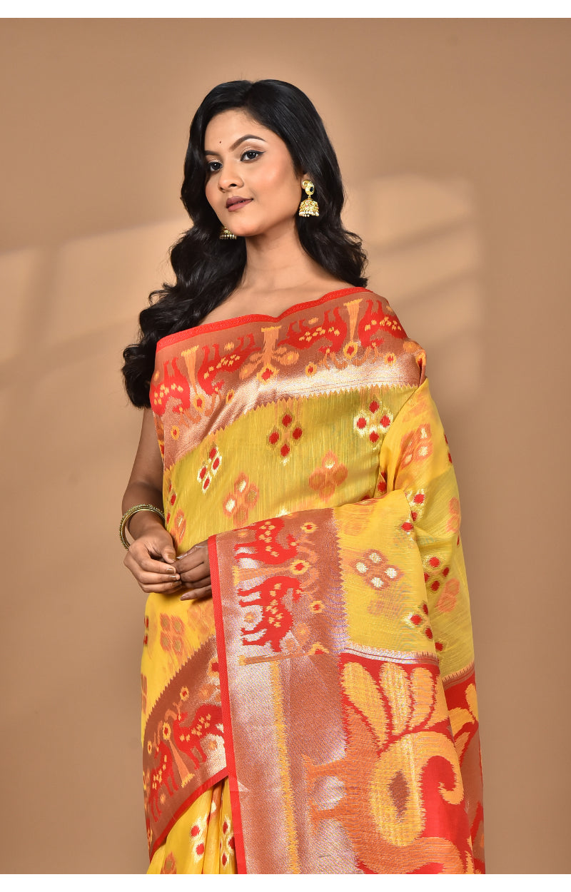 Morchari Women Desgin Two Dai Linen Saree-Multi