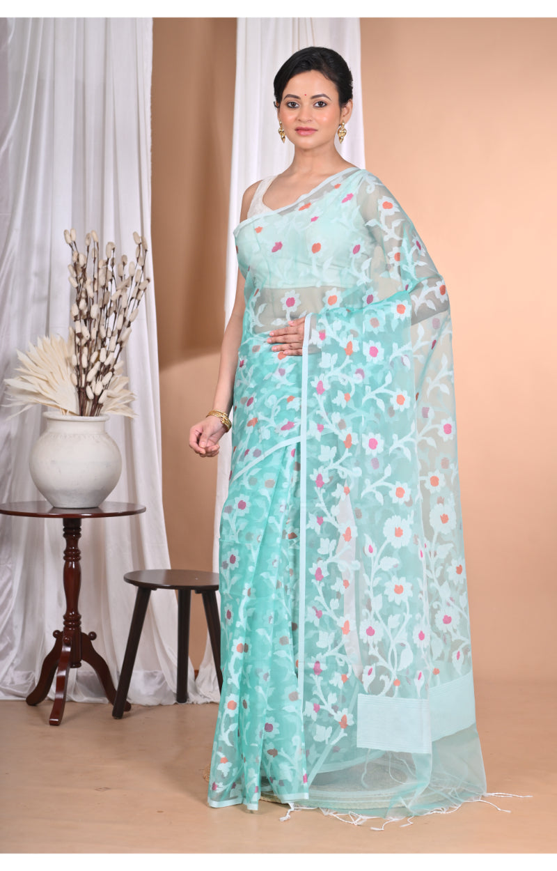 Morchari Heavy Jamdani Saree-Blue