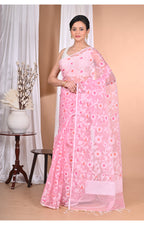 Morchari Heavy Jamdani Saree-Pink