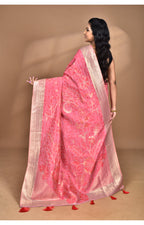 Morchari Jari Sami Silk Saree-Pink
