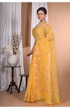 Morchari Heavy Jamdani Silk Orzanga Saree-Yellow