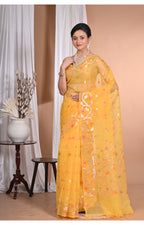 Morchari Heavy Jamdani Silk Orzanga Saree-Yellow