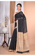 Morchari Pure Cotton Dhakai Jamdani Handloom Saree-Black