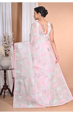 Morchari Pure Orzanga Tread Work Saree-Off White