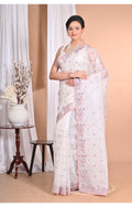 Morchari Pure Orzanga Tread Work Saree-Off White