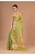 Morchari Heavy Jamdani Silk Orzanga Saree-Green