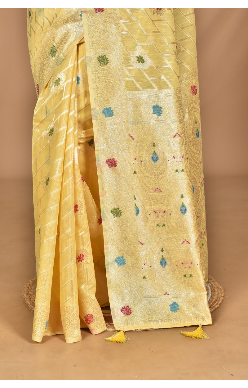 Morchari Women Desgin Chanderi Silk Saree-Yellow