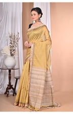 Morchari Pure Cotton Dhakai Jamdani Handloom Saree-Light Golden