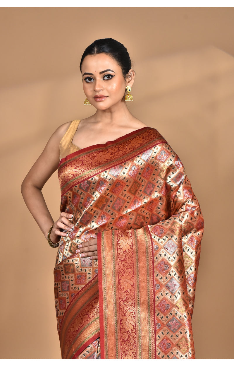 Morchari Rajputana Kanjiviram Silk Saree-Maroon