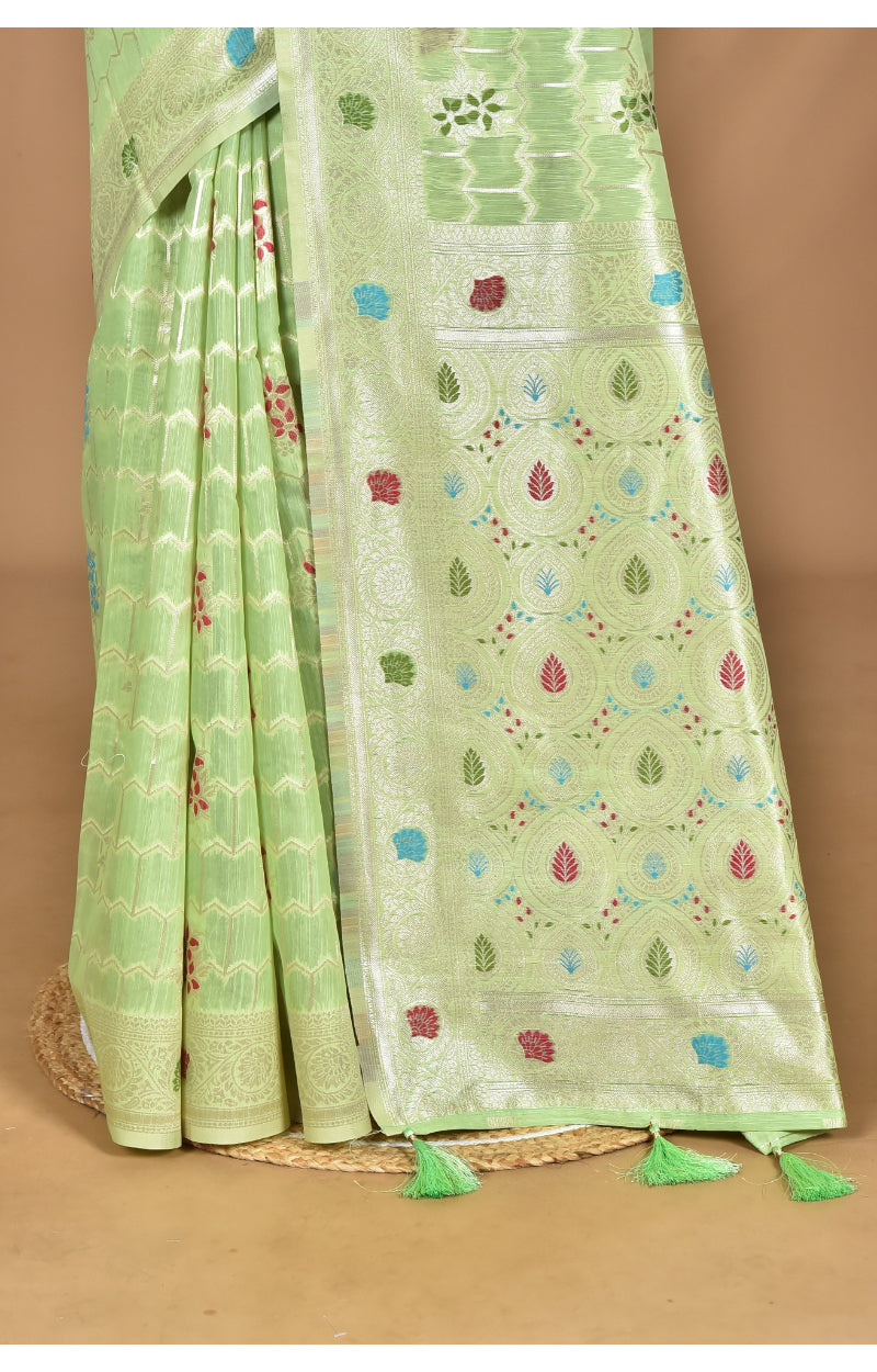 Morchari Women Desgin Chanderi Silk Saree-Green