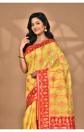Morchari Women Desgin Kashmiri Silk Linen Saree-Yellow