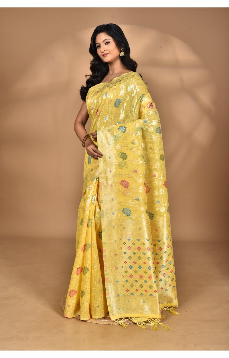 Morchari Women Desgin Chanderi Silk Saree-Yellow
