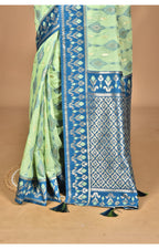 Morchari Women Desgin Kashmiri Silk Linen Saree-Green
