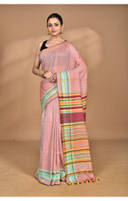 Morchari Pure Cotton Dhakai Jamdani Handloom Saree-Peach