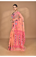 Morchari Pure Cotton Dhakai Jamdani Handloom Saree-Peach