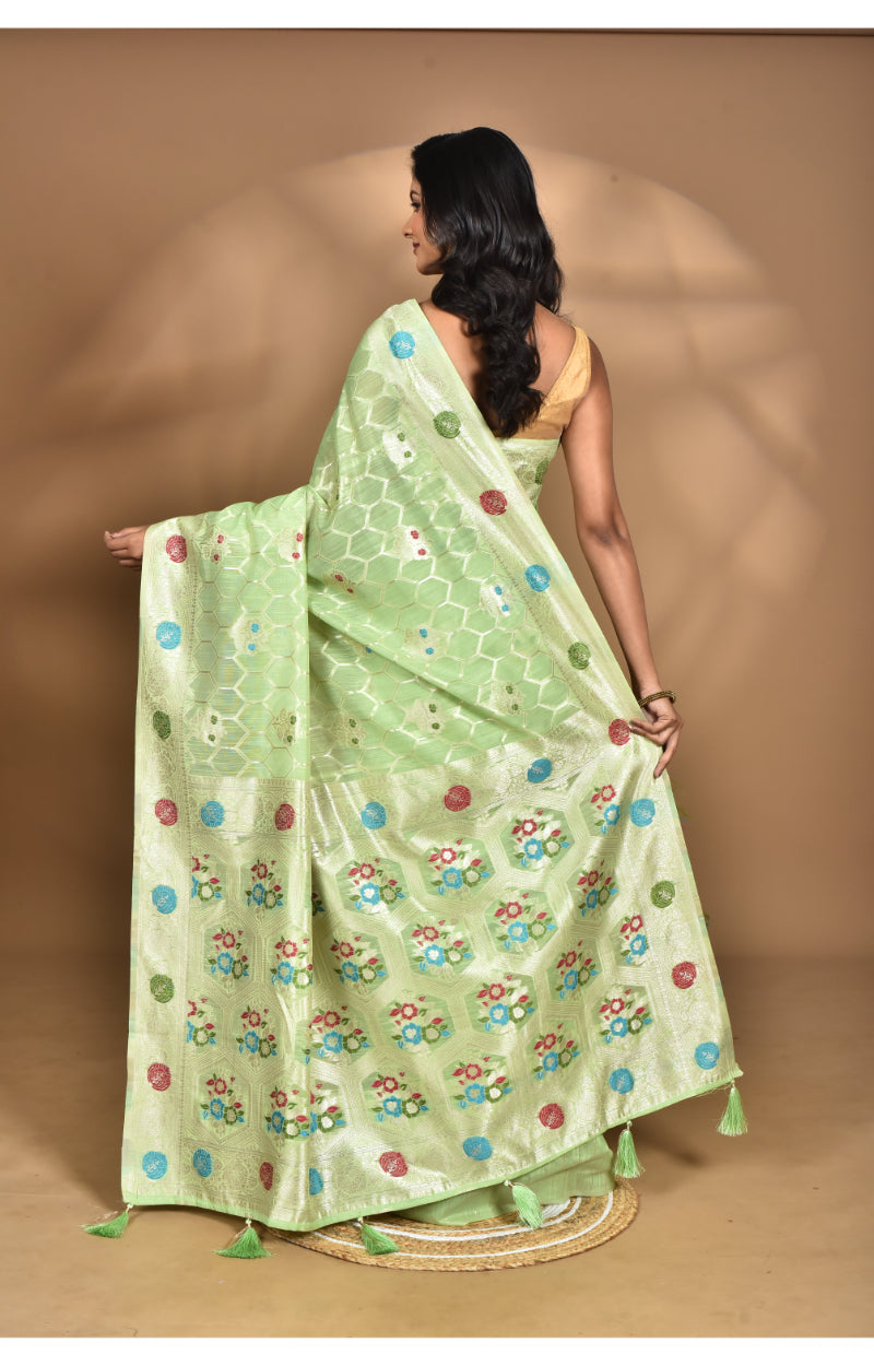 Morchari Women Desgin Chanderi Silk Saree-Green