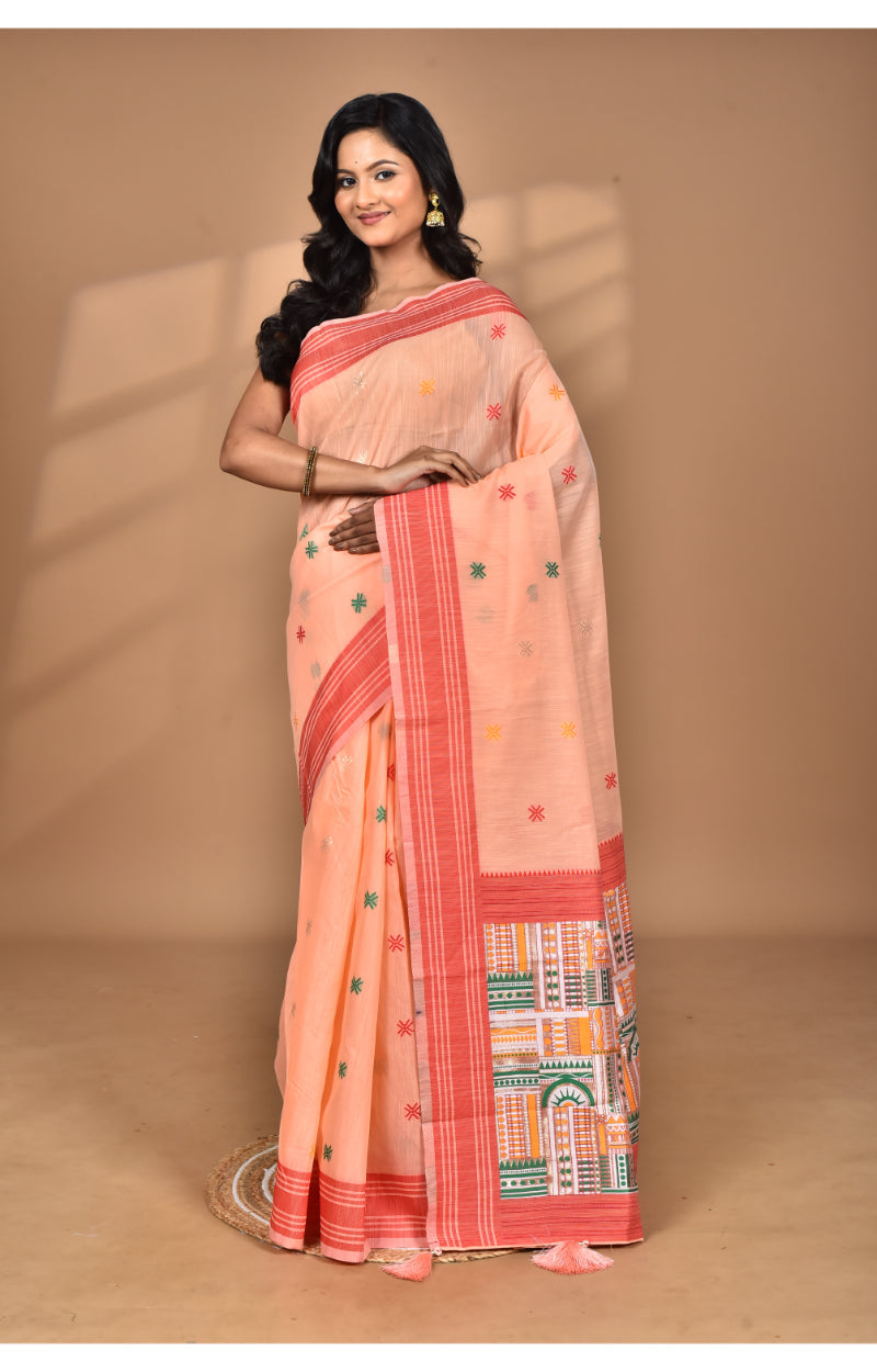 Morchari Women Desgin Chanderi Silk Saree-Peach