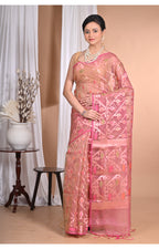 Morchari Heavy Jamdani Silk Orzanga Saree-Orange