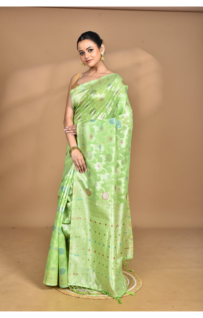 Morchari Women Desgin Chanderi Silk Saree-Green