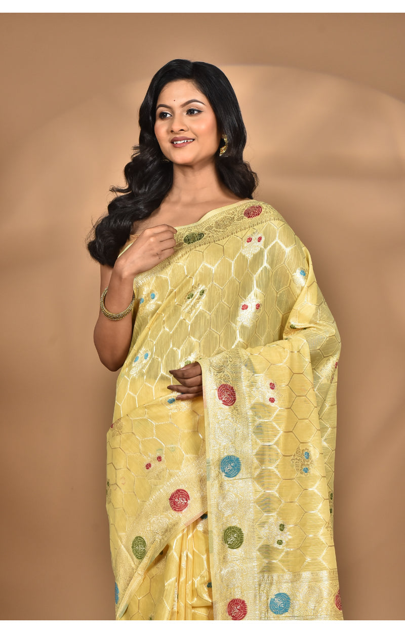 Morchari Women Desgin Chanderi Silk Saree-Yellow