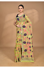 Morchari Pure Cotton Dhakai Jamdani Handloom Saree-Green