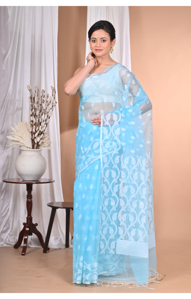 Morchari Heavy Jamdani Saree-Blue