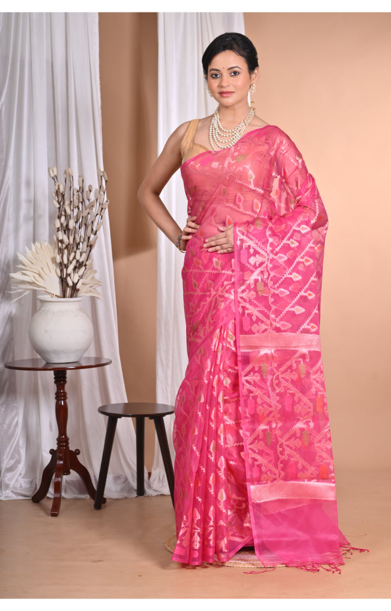 Morchari Heavy Jamdani Silk Orzanga Saree-Rani